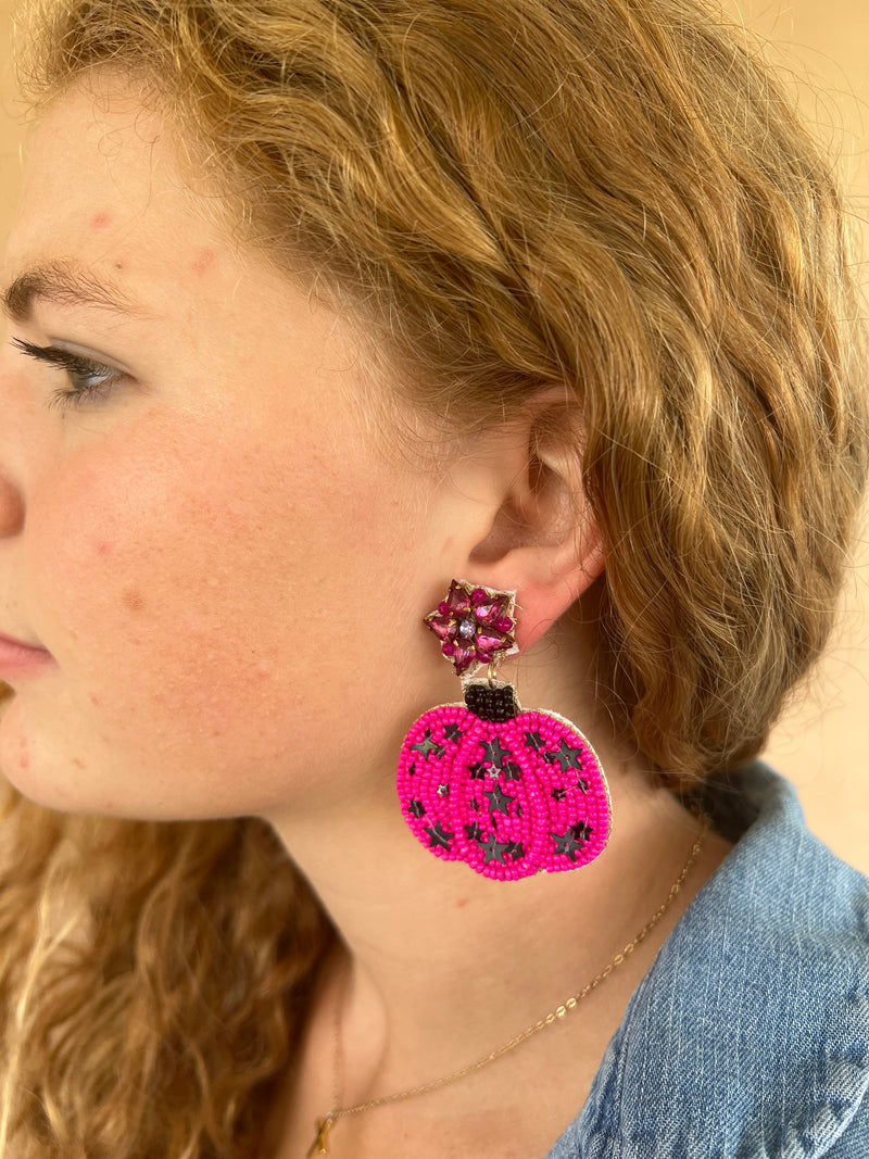 Pumpkin Beaded Earring
