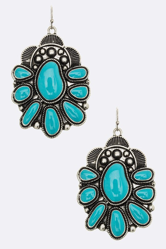 Squash Blossom Western Enamel Earrings