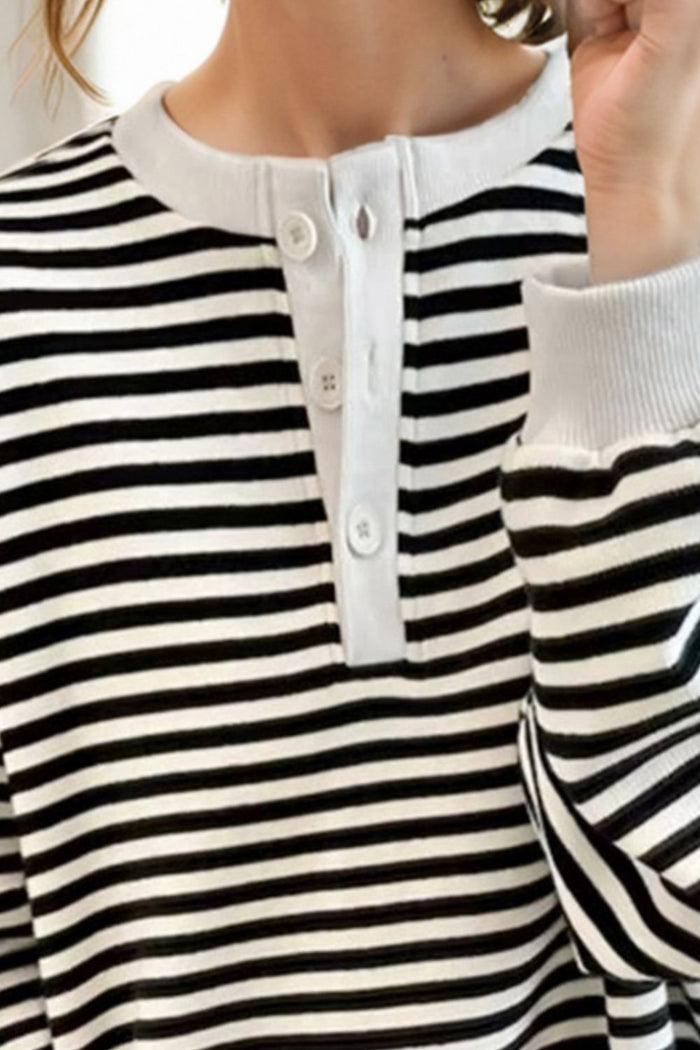 Striped Dropped Shoulder Long Sleeve Sweatshirt
