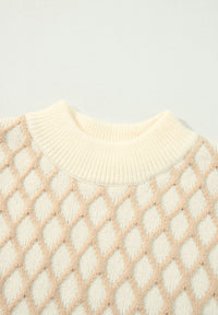 Diamond Pattern Mock Neck Long Sleeve Sweater