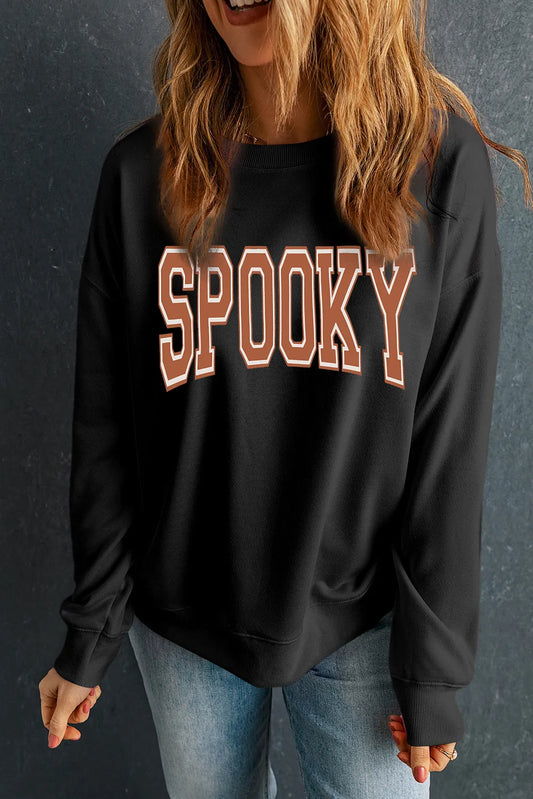 SPOOKY Round Neck Long Sleeve Sweatshirt