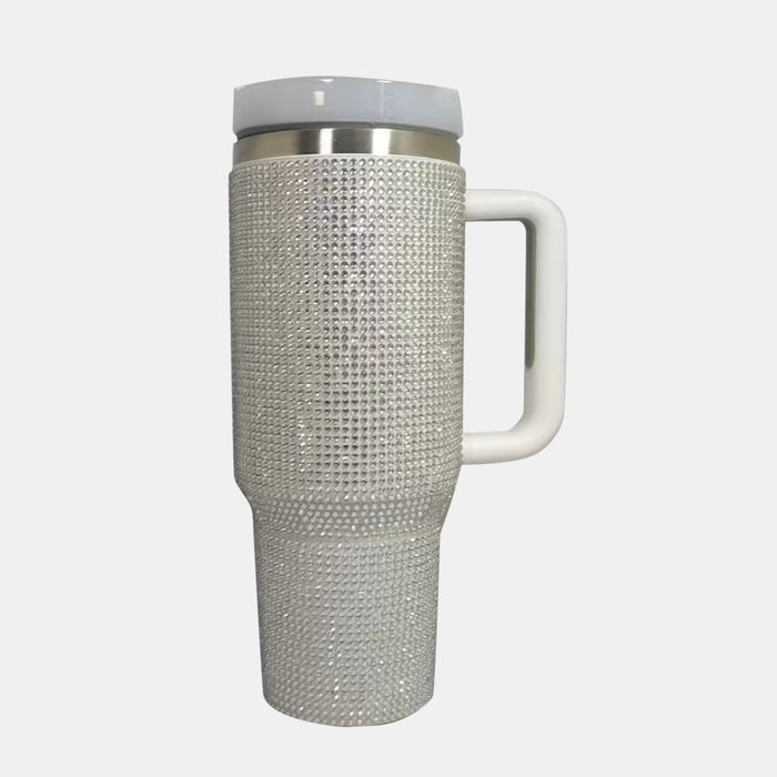 Rhinestone Stainless Steel Tumbler with Straw