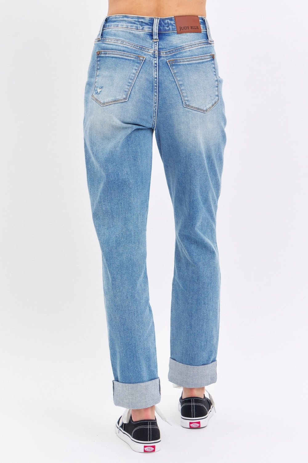 Judy Blue Full Size Distressed Straight Jeans with Patch Pockets