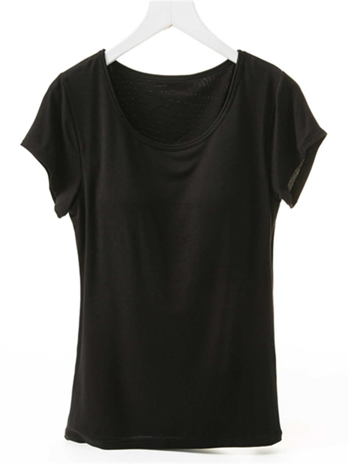 Round Neck Short Sleeve T-Shirt with Bra