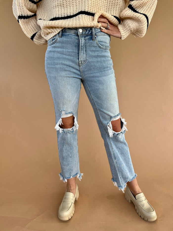 Risen Straight Cropped Jeans