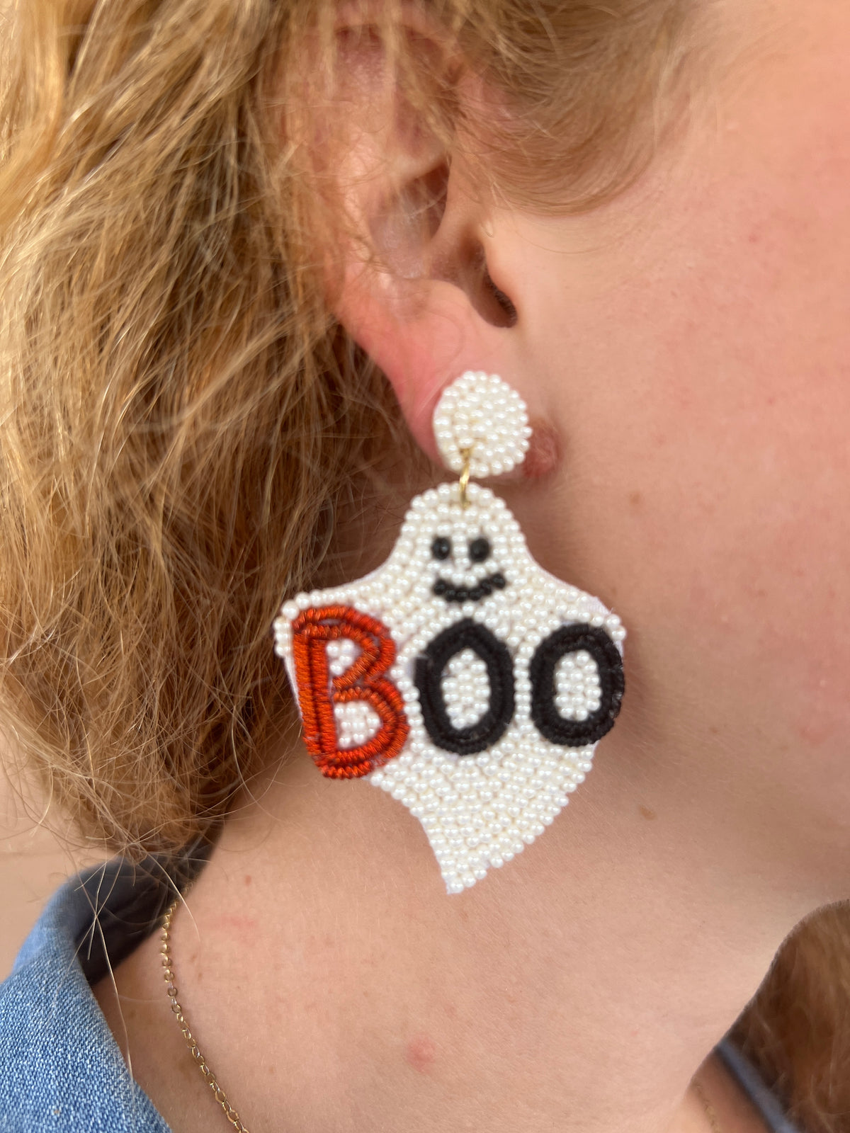 Ghostly Boo Beaded Earring