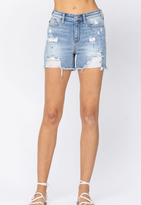 Judy Blue hi-rise paint splash destroy shorts