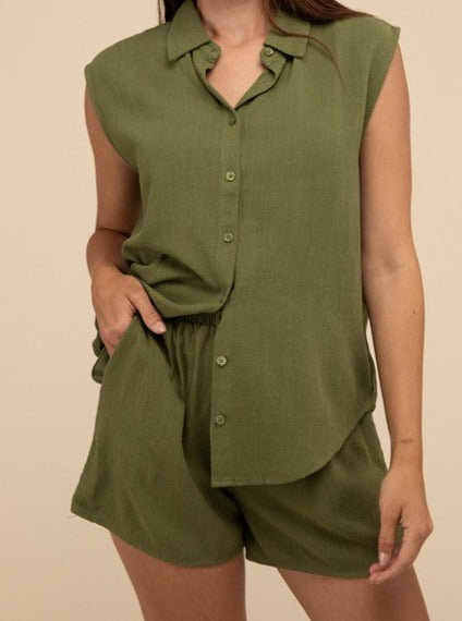 Linen Shirt and Shorts Set