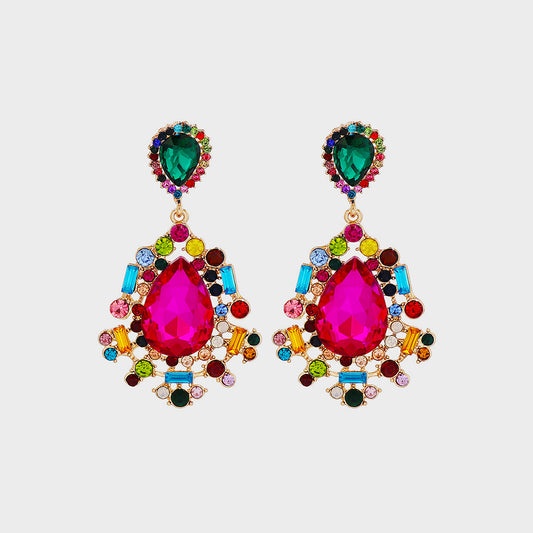 Teardrop Shape Rhinestone Alloy Dangle Earrings