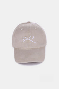 Zenana Bow Embroidered Washed Cotton Caps