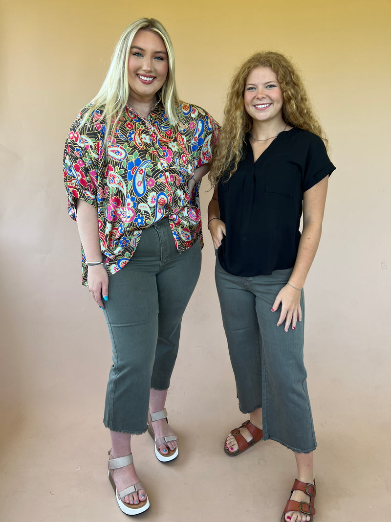 Olive Green Judy Blue Cropped Jeans