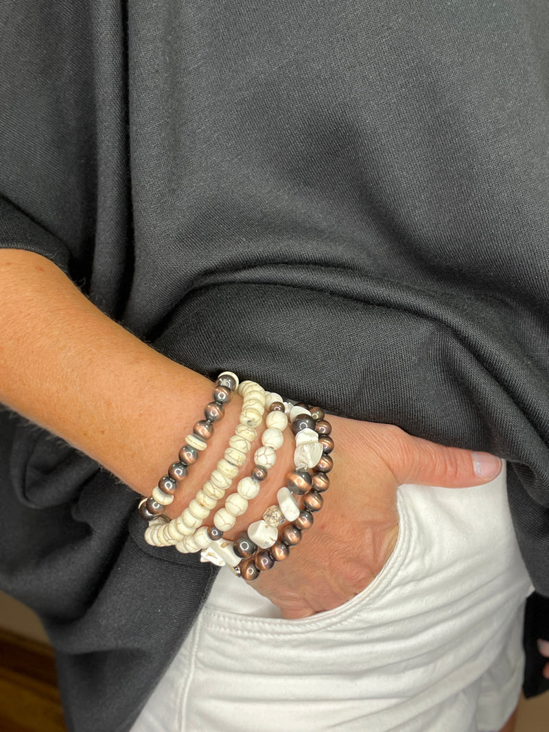 Ivory and Copper Bracelet Stack