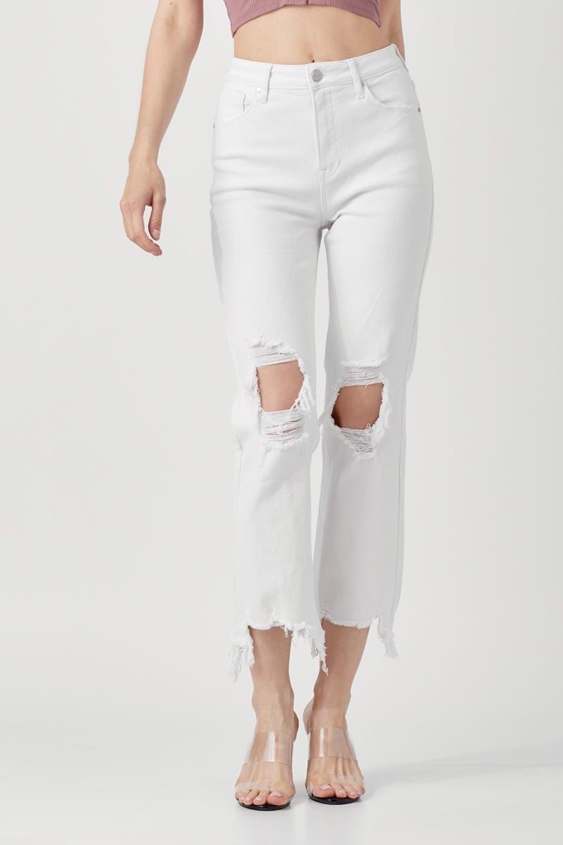Risen denim hi-rise straight crop jean
