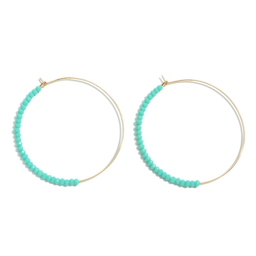 Beaded wire hoop earrings - multiple colors!