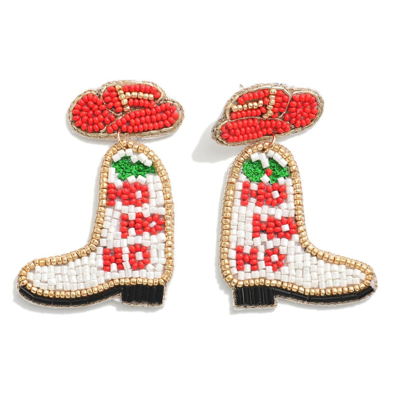 Ho Ho Ho Christmas Cowboy Boot With Cowboy Hat