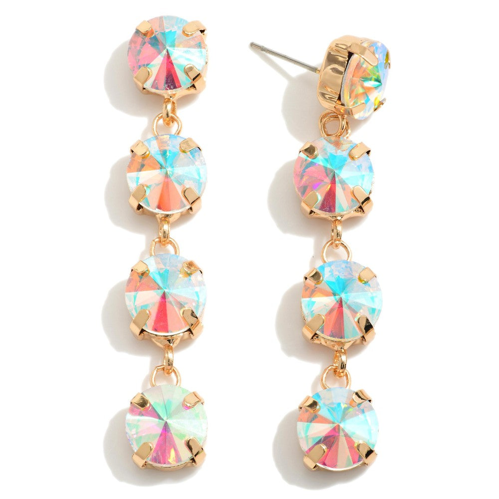 Linked Rhinestone Drop Earrings