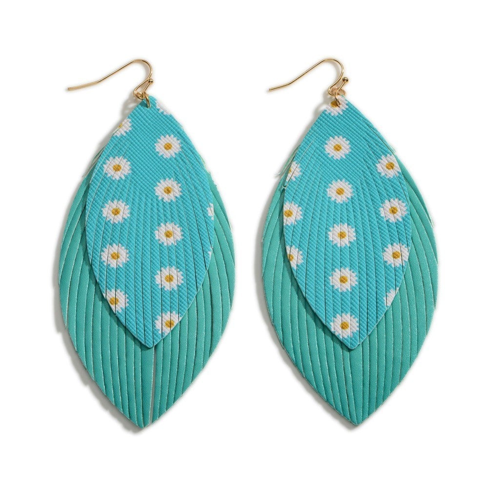 Floral faux leather earrings