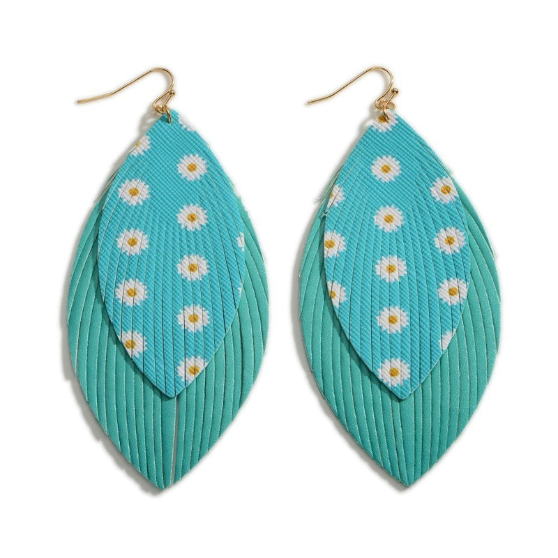 Floral faux leather earrings