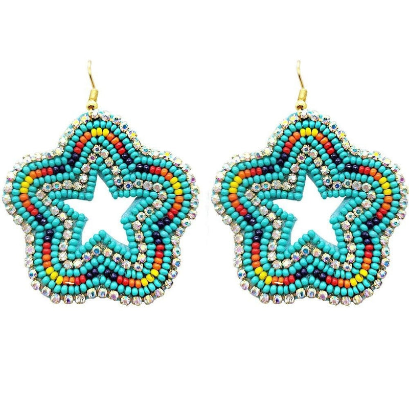 Star seed beaded earrings