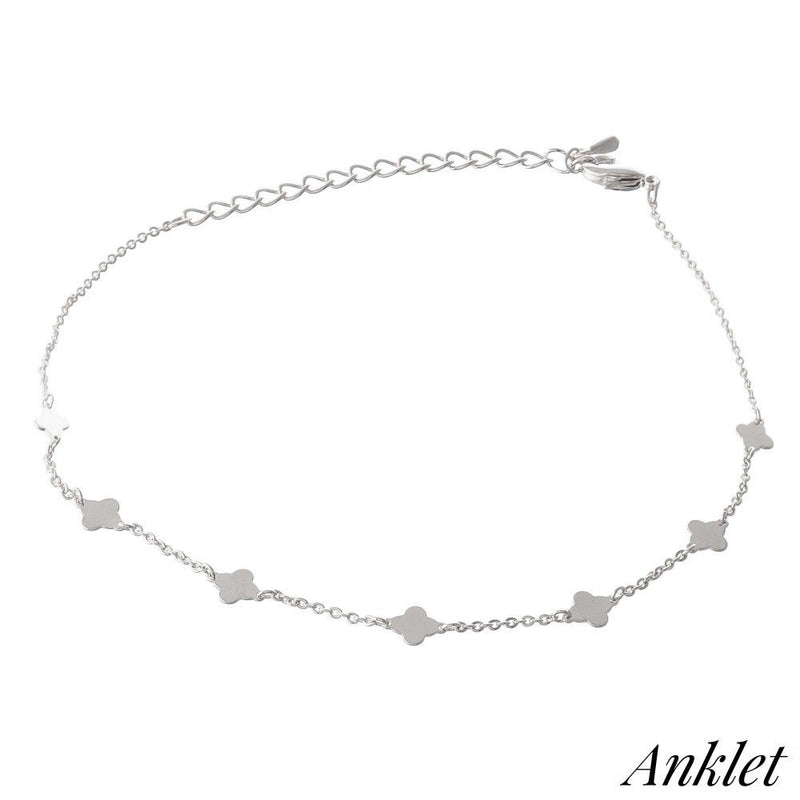 Dainty clover chain linked anklet