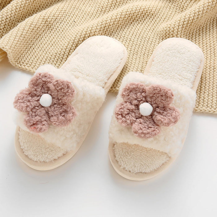 Boucle Slipper With Floral Accent - 2 colors