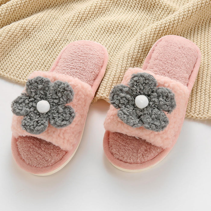 Boucle Slipper With Floral Accent - 2 colors