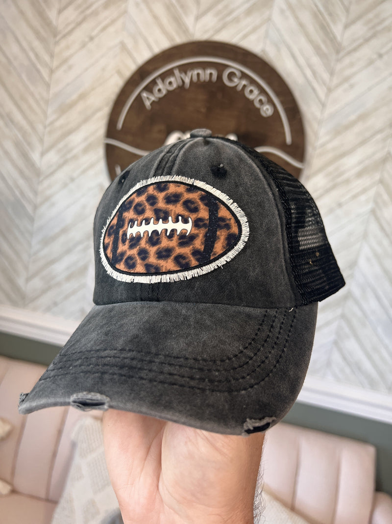 Football patch distressed hat