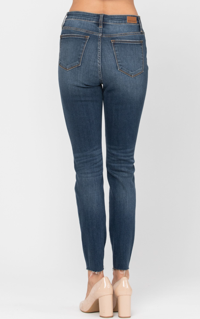 Judy Blue high waisted leopard patch skinny jeans