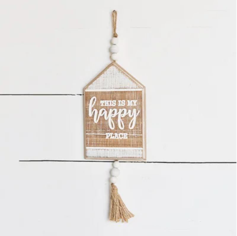 Happy Place beaded sign