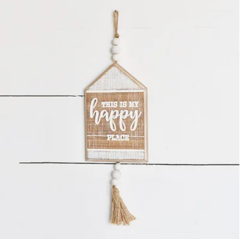 Happy Place beaded sign
