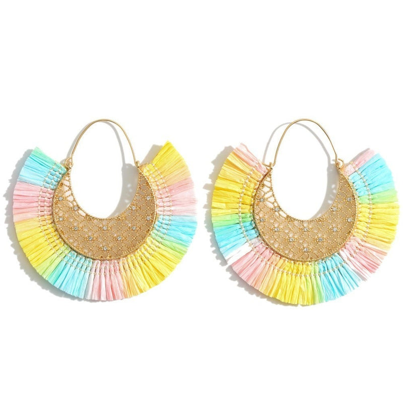 Gold threader rainbow accent earrings