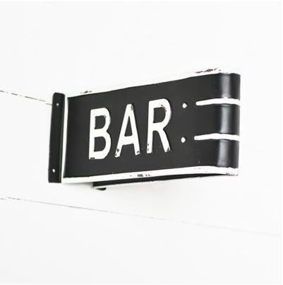 Folded tin bar sign