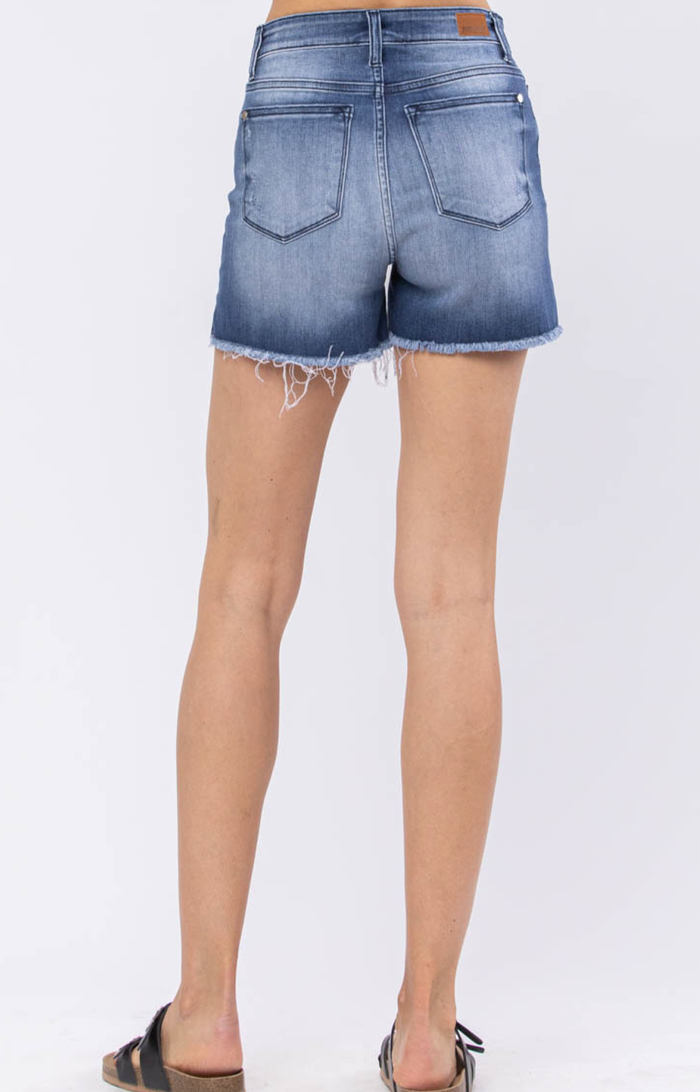 Judy Blue mid-rise side slit cutoff shorts
