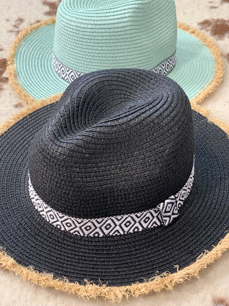 Straw Panama Hat with Trim