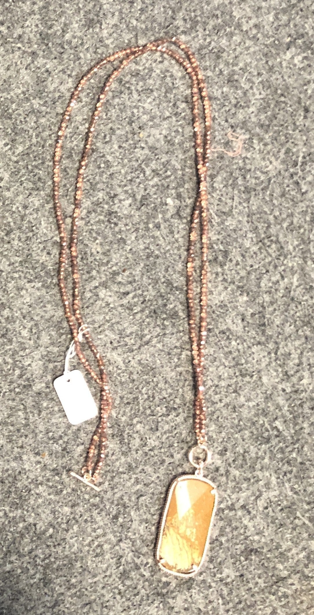 Micro beaded necklace with rectangular stone