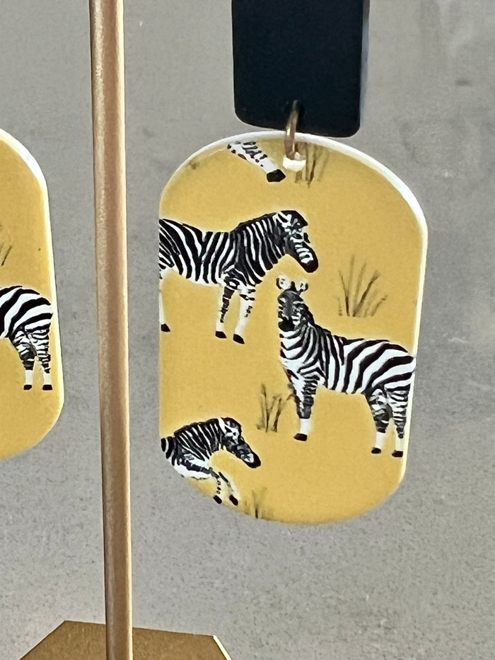 Yellow Zebra Earrings