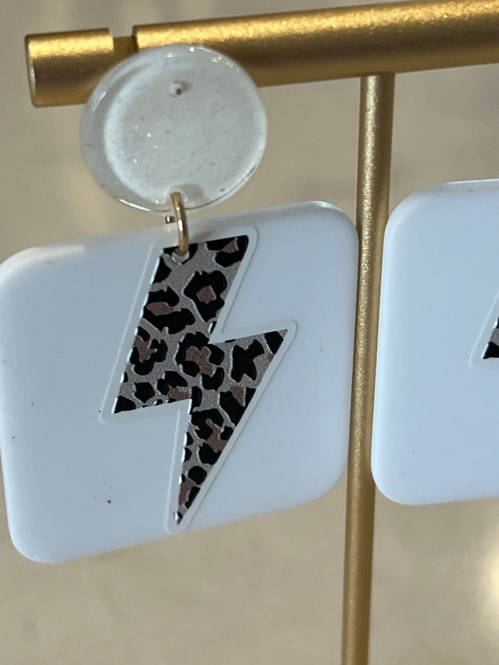 Leopard Lightning Bolt Earrings