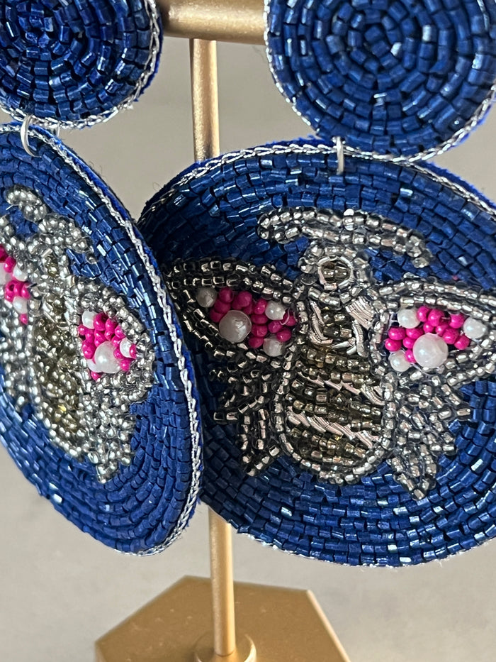 Bee Navy Earrings