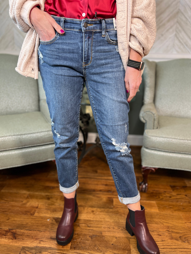 Judy Blue Mid-Rise Slim Fit Destroyed and Cuffed Jean