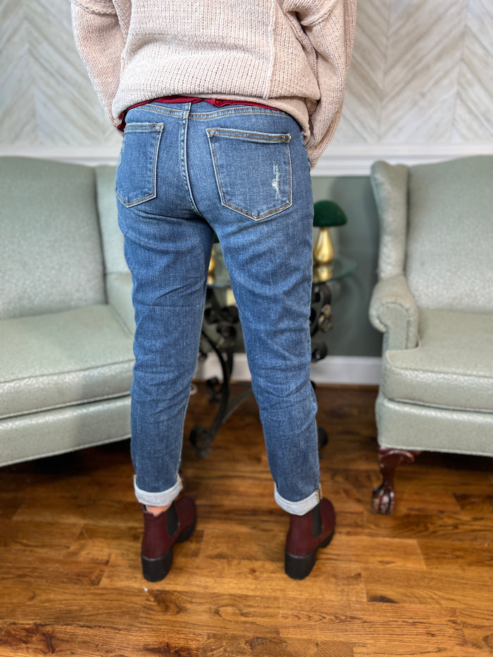 Judy Blue Mid-Rise Slim Fit Destroyed and Cuffed Jean