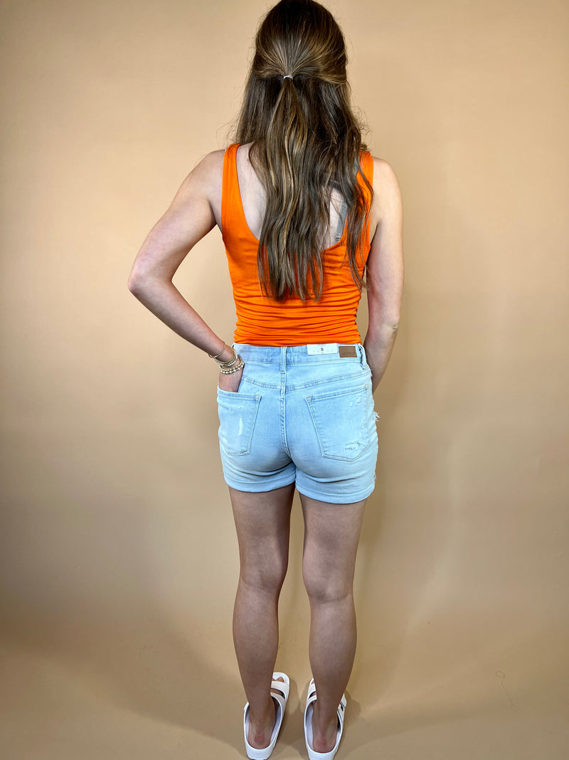 Judy Blue Hi-rise cuffed printed lining shorts