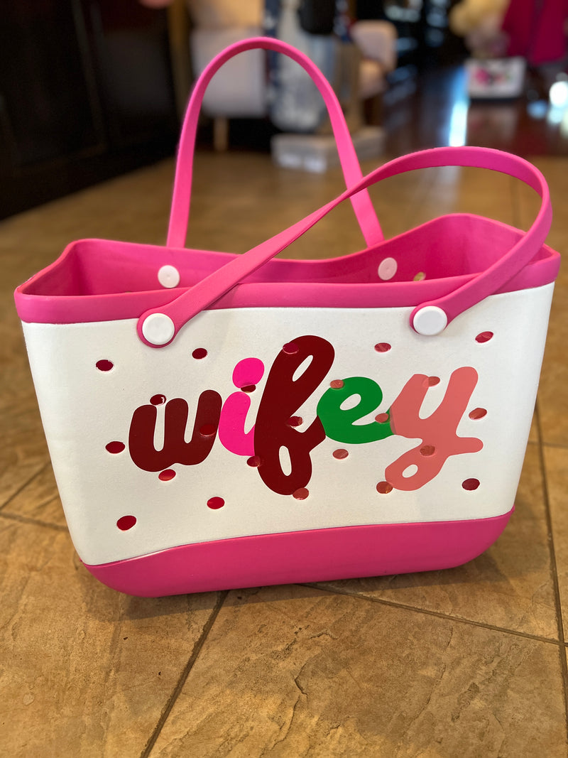 Graphic rubber beach bag *multiple options*