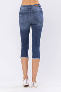 Judy Blue mid-rise capri contrast patch skinny