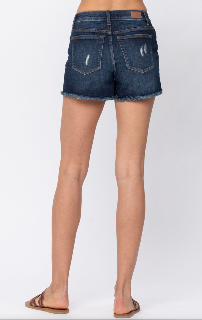 Judy Blue mid-rise camo patch shorts