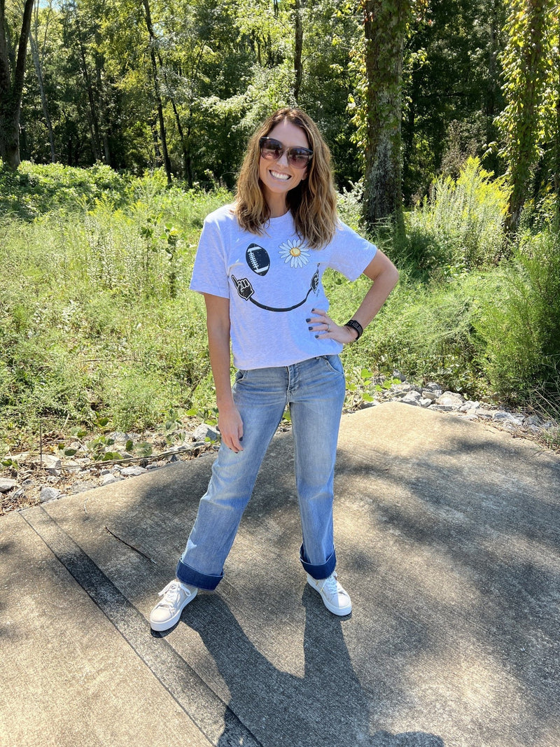 Smiley Face  Football Graphic Tee
