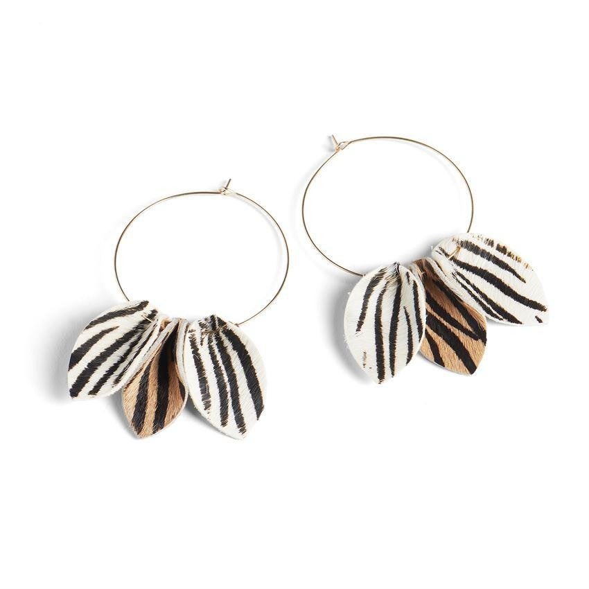 Coco+Carmen PETAL HOOP ZEBRA EARRINGS